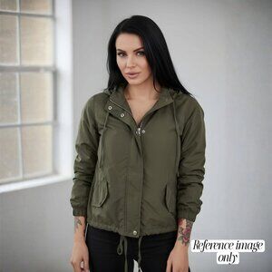 Brandy Melville ✦ Olive Hooded Utility Jacket ✦ Lightweight w/ Drawstring S/M